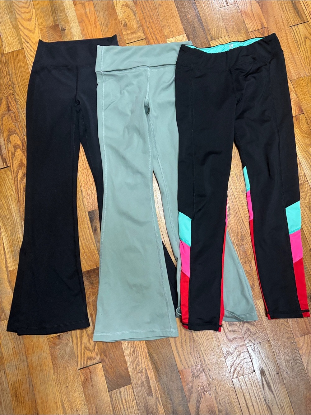 Kids Active Flare & Colorblock Leggings - Black, Sage, Red & Turquoise